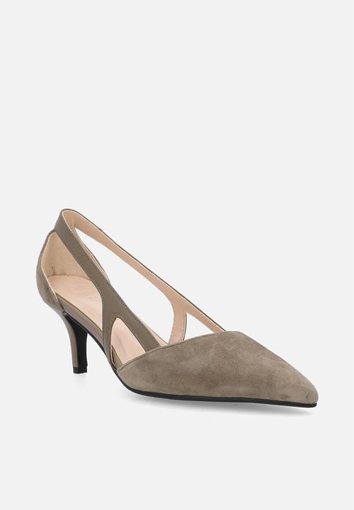 POLO - Cut out suede mid heel - taupe