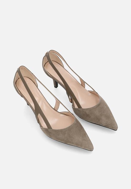 POLO - Cut out suede mid heel - taupe