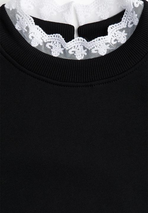 H&M - Lace-trimmed sweatshirt - black