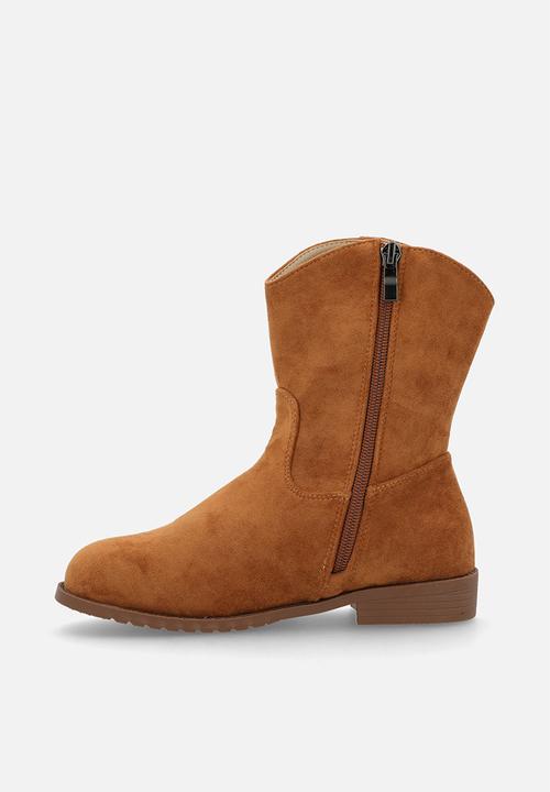 Pop Candy - Fringed faux suede boot - brown