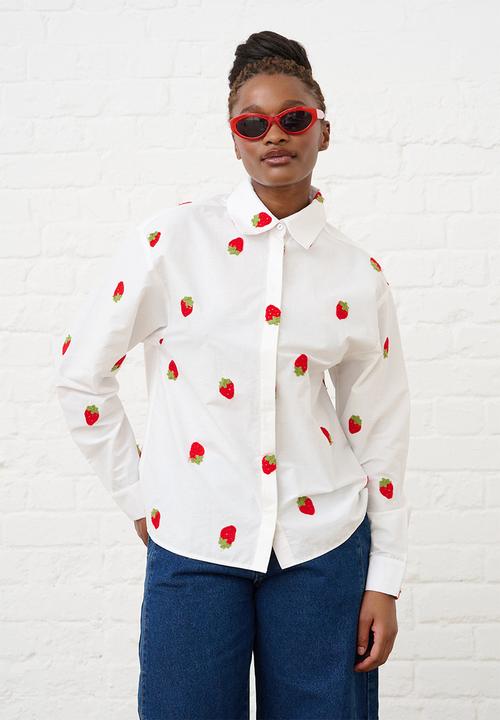 Me&B - Embroidered Cotton Shirt - Strawberry