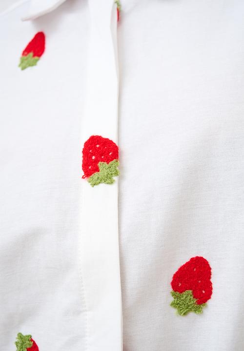 Me&B - Embroidered Cotton Shirt - Strawberry