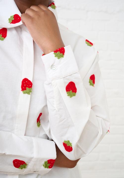 Me&B - Embroidered Cotton Shirt - Strawberry