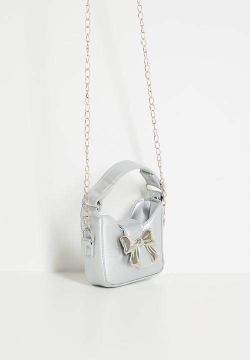 Pop Candy - Handbag with metallic bow buckle - silver