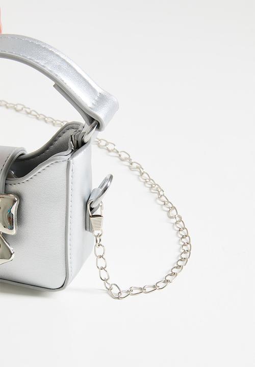 Pop Candy - Handbag with metallic bow buckle - silver