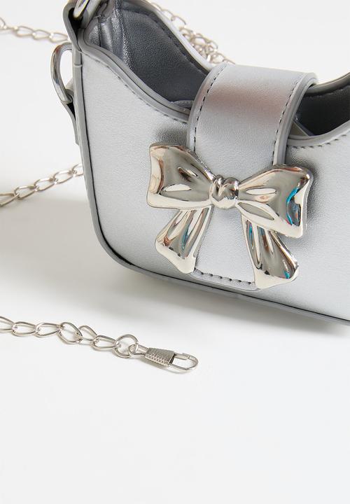 Pop Candy - Handbag with metallic bow buckle - silver