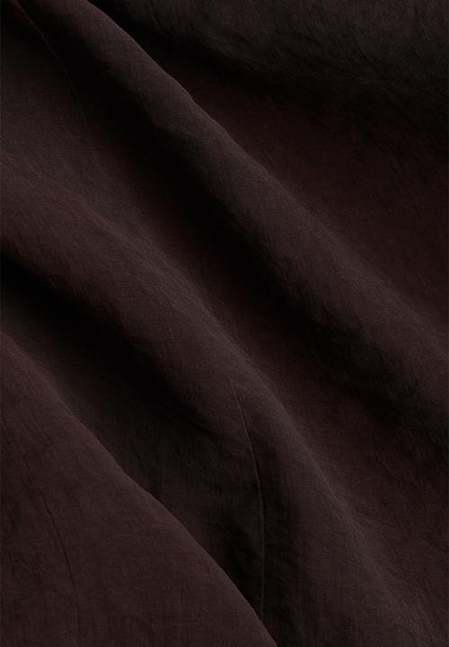 H&M - Tie-neck kaftan dress - dark brown