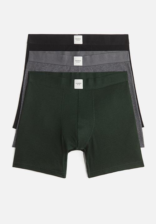 H&M - 3-Pack mid trunks with lycra® - dark green