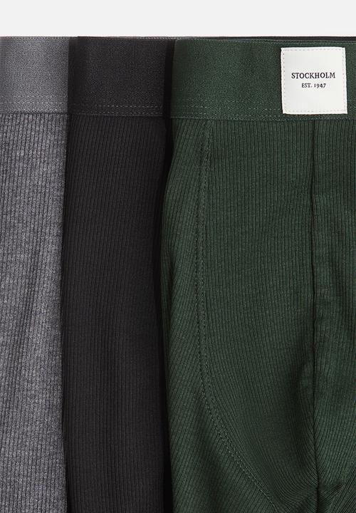 H&M - 3-Pack mid trunks with lycra® - dark green