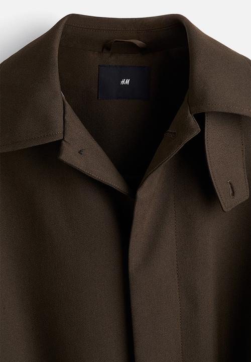 H&M - Loose fit belted mac-style coat - dark khaki green