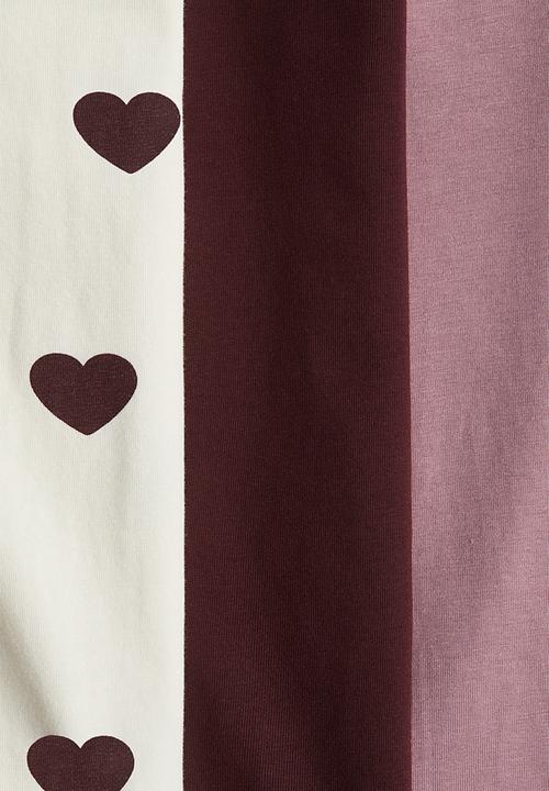 H&M - 3-Pack long-sleeved tops - dark red/hearts 