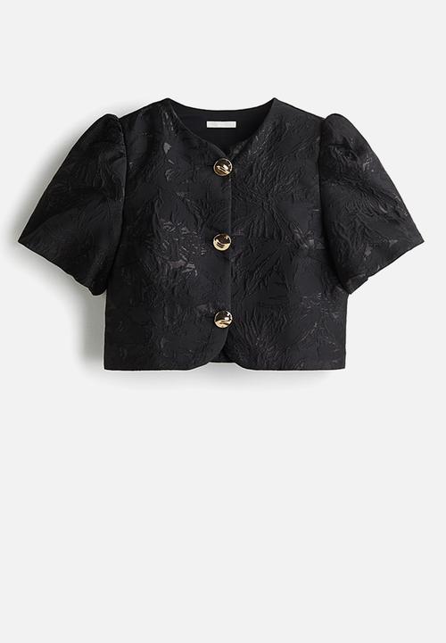 H&M - Puff-sleeved blouse - black