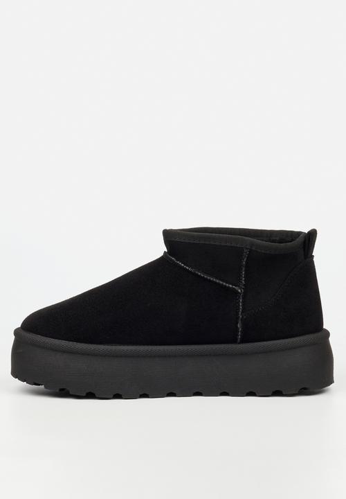 Miss Black - Bae 9 gold zip fur ankle boot - black