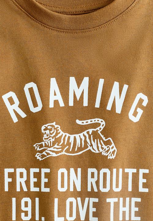 H&M - Printed T-shirt - light brown/roaming