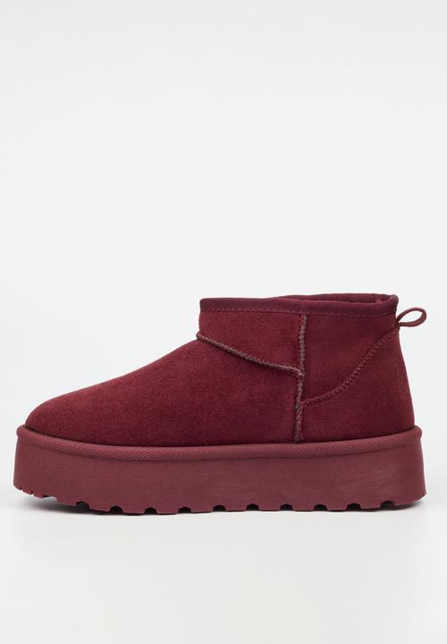 Miss Black - Bae 9 gold zip fur ankle boot - plum