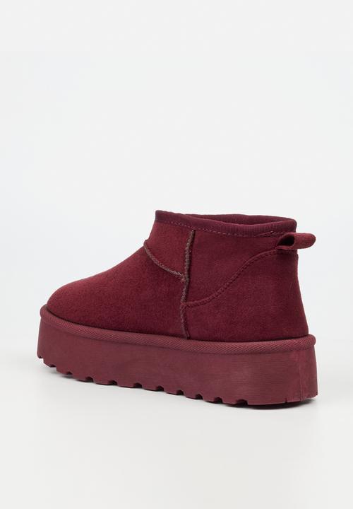 Miss Black - Bae 9 gold zip fur ankle boot - plum