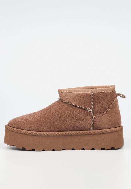 Miss Black - Bae 9 gold zip fur ankle boot - taupe