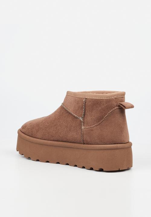Miss Black - Bae 9 gold zip fur ankle boot - taupe