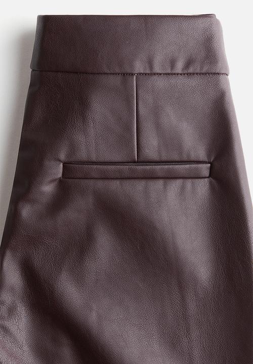 H&M - Straight-leg coated trousers - burgundy