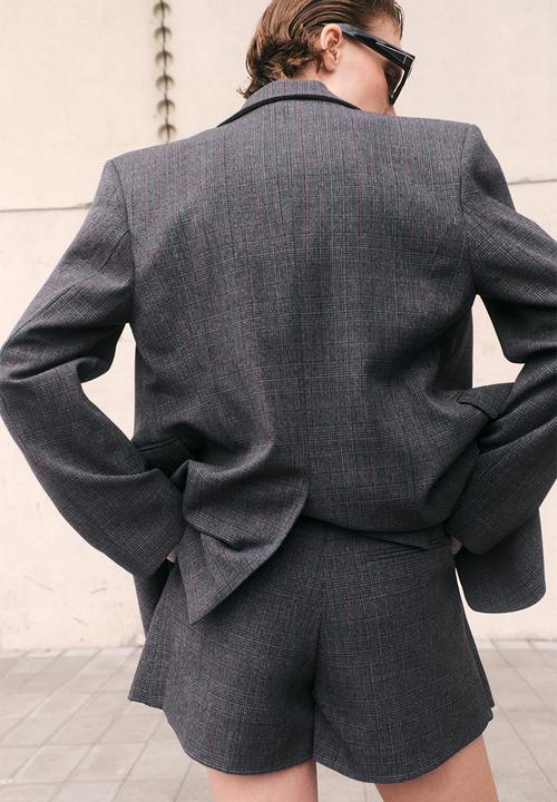 H&M - Single-breasted blazer - dark grey checked