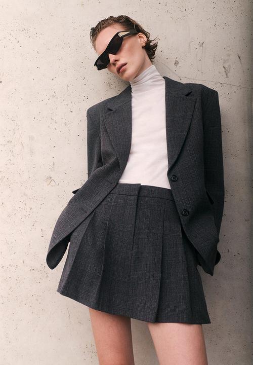 H&M - Single-breasted blazer - dark grey checked