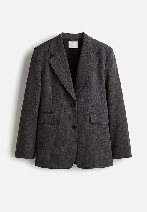 H&M - Single-breasted blazer - dark grey checked