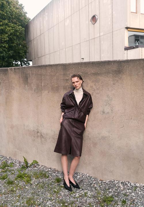 H&M - Oversized coated jacket - burgundy