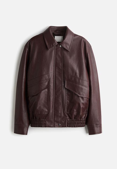 H&M - Oversized coated jacket - burgundy