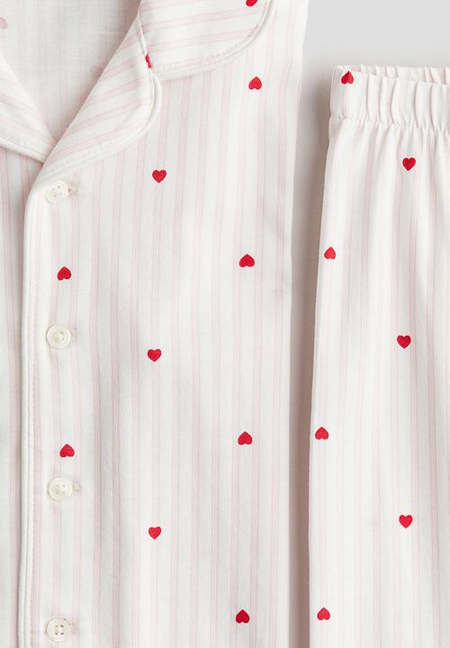 H&M - Patterned jersey pyjamas - white/striped 