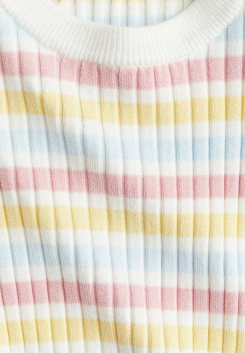 H&M - Rib-knit jumper - white/pink striped