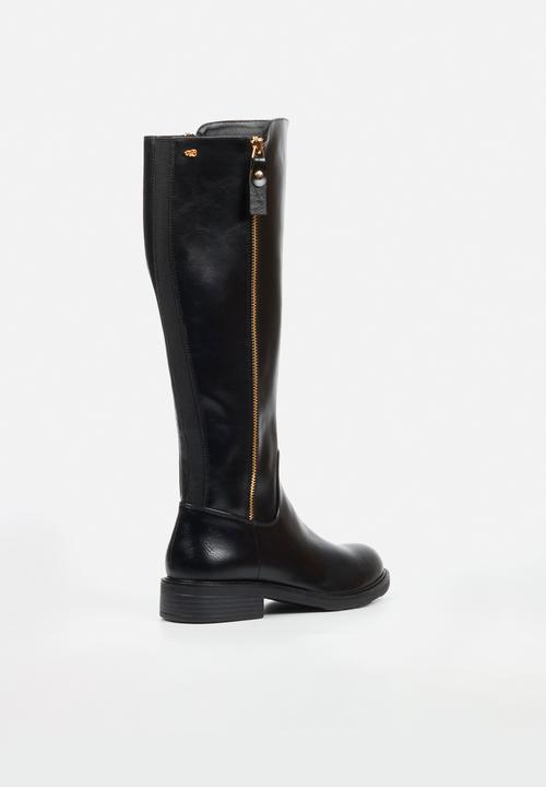 Miss Black - Fyre 1 side zip rider boot - black