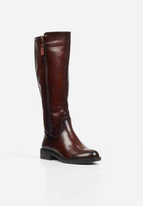 Miss Black - Fyre 1 side zip rider boot - chocolate