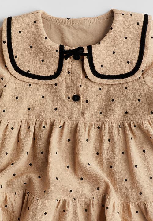 H&M - Collared cotton dress - beige/spotted