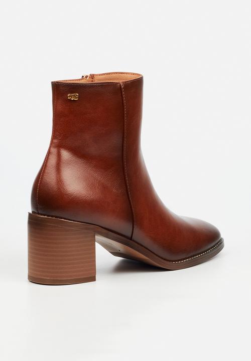 Miss Black - Zuri 1 block heel ankle boot - tan