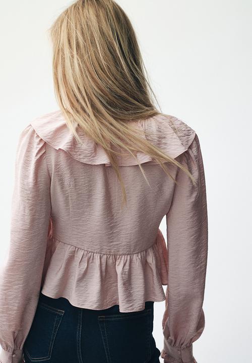 H&M - Flounced blouse - powder pink