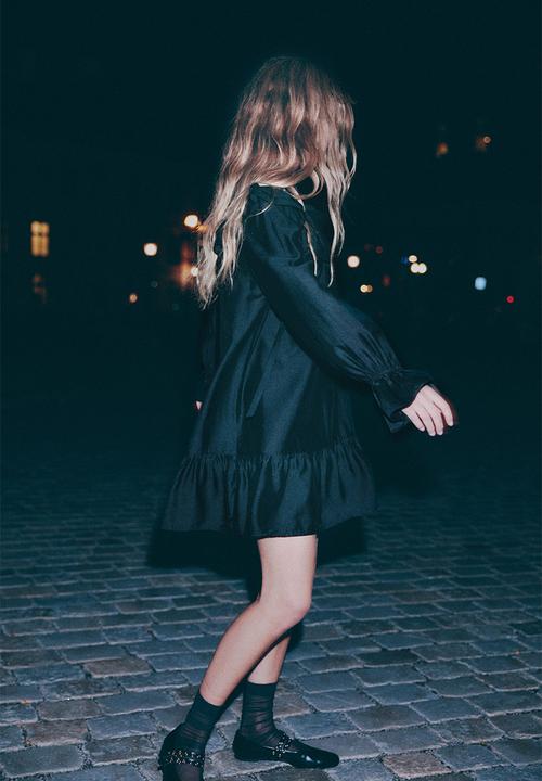 Frill-trimmed dress - black - 1309673002
