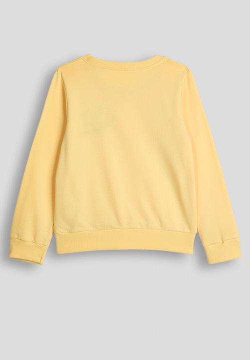 Pop Candy - Lion embroidered placement print sweat top - corn yellow