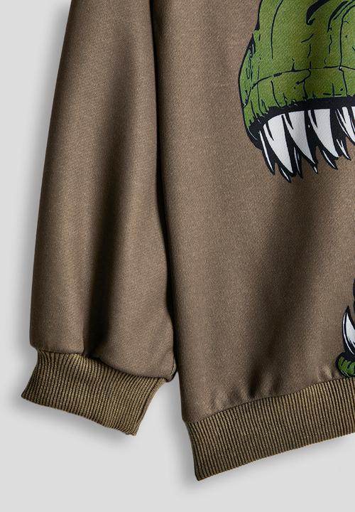 Pop Candy - T-rex graphic sweatshirt - dark khaki