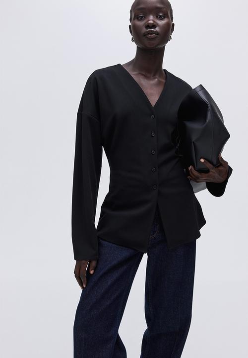 H&M - Button-front top - black