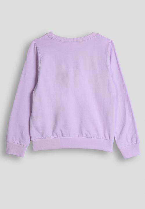 Pop Candy - Slogan sweat top with sleeping cat - light purple