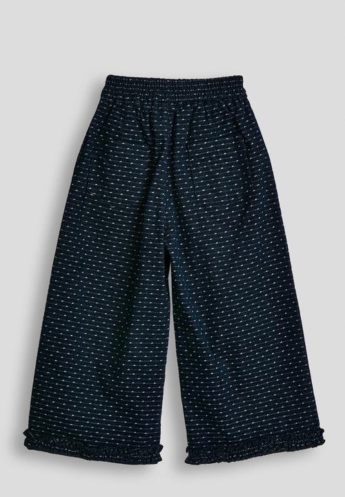Pop Candy - Frilled wide leg pants - navy