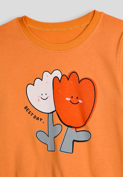 Pop Candy - Placement print sweatshirt - orange/tulips