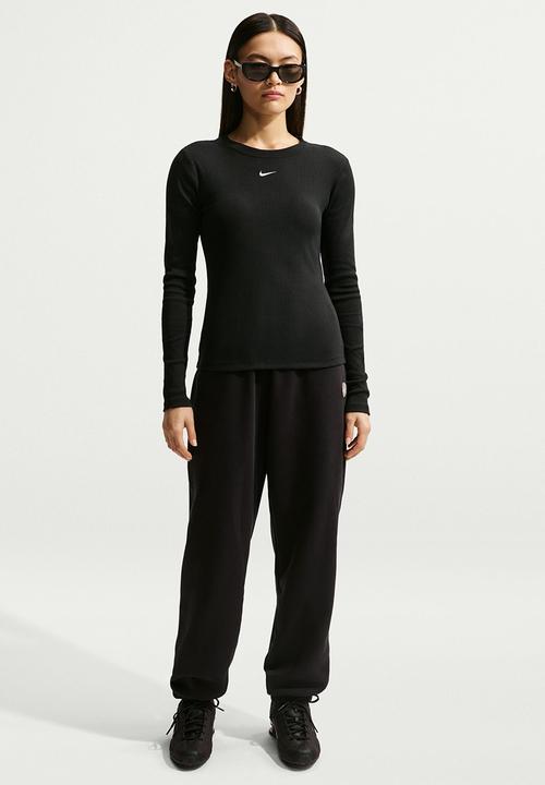 Nike - W Nsw Long Sleeve Tee Rib Tight - Black/White