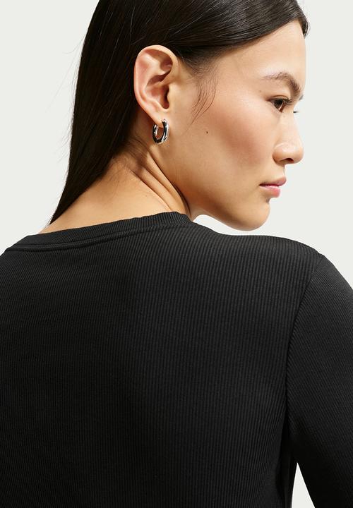 Nike - W Nsw Long Sleeve Tee Rib Tight - Black/White