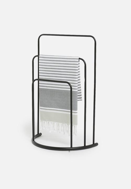 Powder Coated Metal Towel Rack - Black