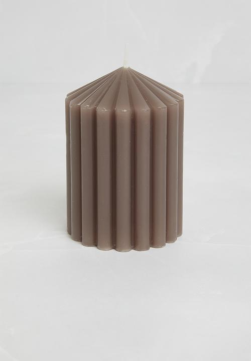 Reeded Pillar Candle - Grey