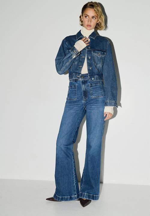 H&M - Flared high jeans - dark denim blue