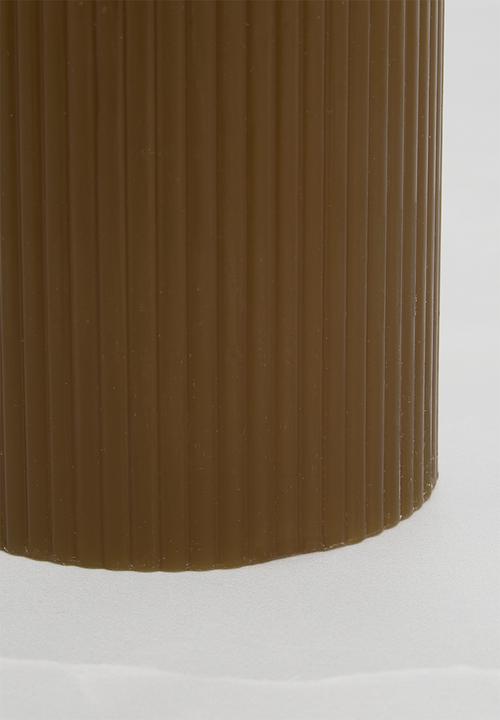 H&S - Wide Ribbed Pillar Candle - Mud