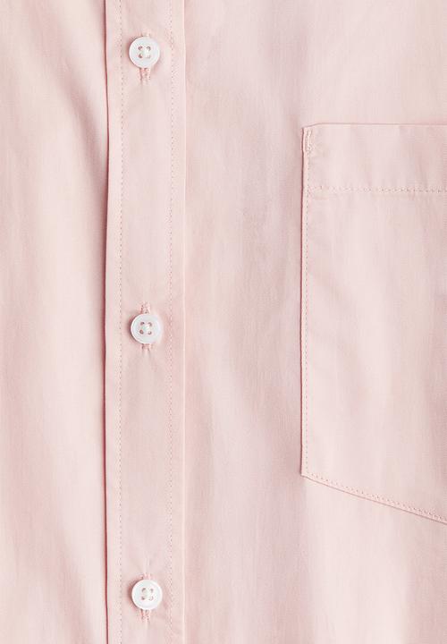 H&M - Oversized cotton poplin shirt - light pink