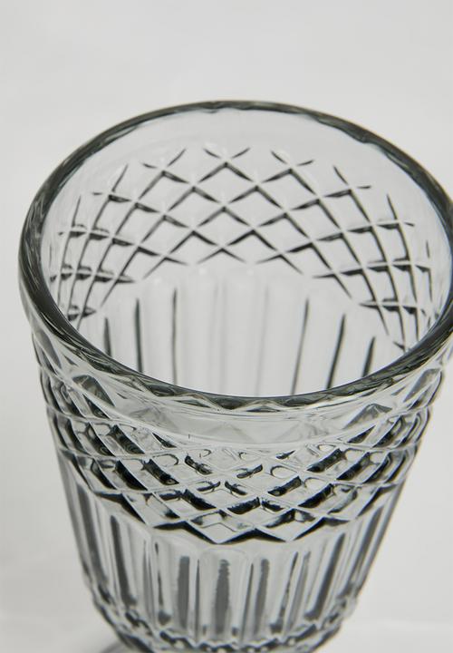 Excellent Houseware - Embossed Wine Glass Set Of 6 - Black